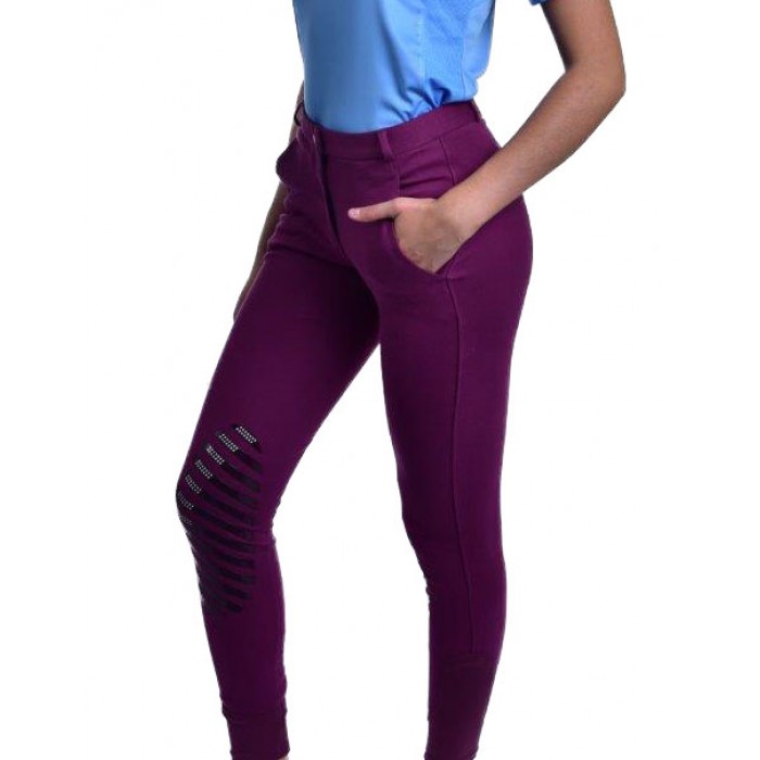 Ladies Silicone Knee Patch Natural Rise Cotton Breeches