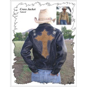 Leather Jacket w/Cross on Back