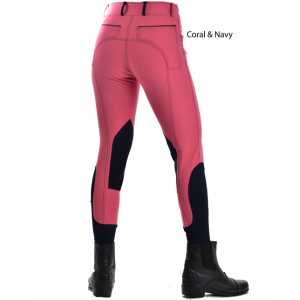 Ladies Contrast Piping Coral Navy Microfiber Breech
